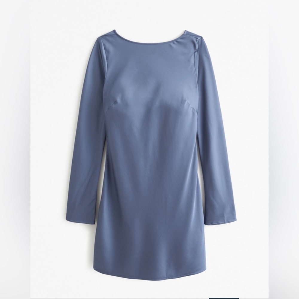 Abercrombie & Fitch Satin Long sleeve open back Mini dress size Medium